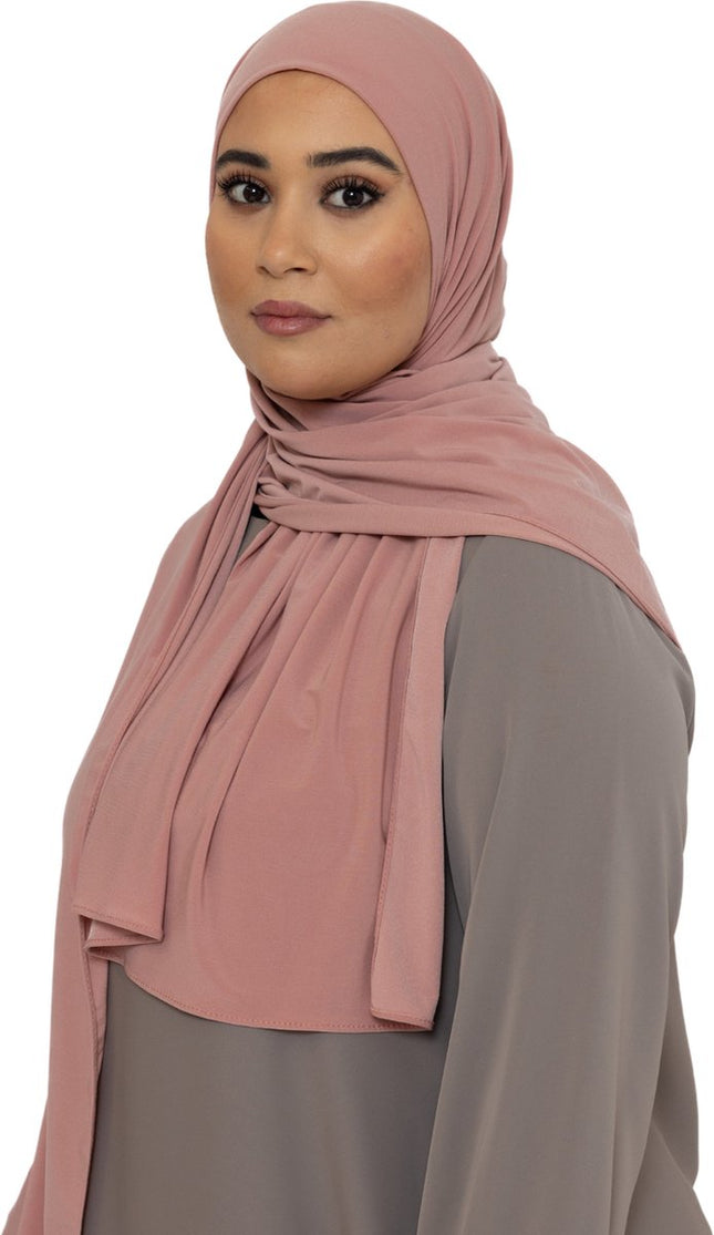 Jersey Hoofddoek - Hijab - Sjaal - Turban - Dames Hoofddoek - Islamitisch Hoofddeksel - 70x180 cm - Kleur Zalmrose
