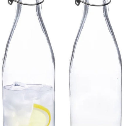 5Five Beugelfles/weckfles - 2x - glas - transparant - luchtdicht - 0.5 liter - waterfles - limonade