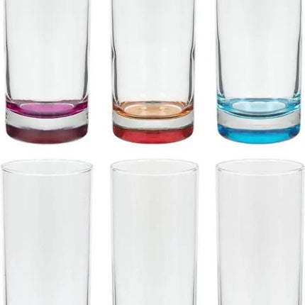 Secret de Gourmet Longdrink glazen - 6x stuks - Colori - 310 ml - Drinkglazen - Waterglazen - gekleurde onderkant