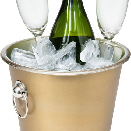 Secret de Gourmet Champagne & wijnfles koeler/ijsemmer - goud - RVS - 22 x 21 cm