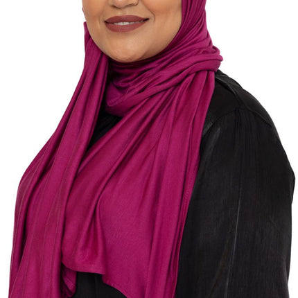 Katoen Stretch Hoofddoek - Hijab - Sjaal - Turban - Dames Hoofddoek - Islamitisch Hoofddeksel - 60x170 cm - Kleur Fuchsia