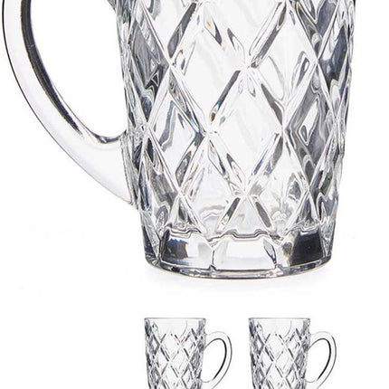 Vivalto luxe koffieglazen - 6x stuks - 170 ml met oor - Type Diamant - Transparant stevig kwaliteitsglas
