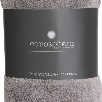 Atmosphera Fleece deken of plaid harig - lichtgrijs - 130 x 180 cm - polyester - Bankdeken - Fleece plaid