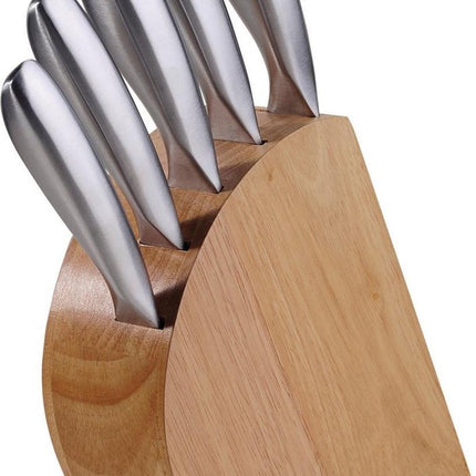 Kinghoff 1152 Messenset - Messenblok hout - rvs - 6 delig