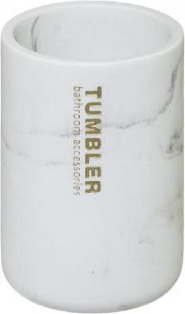 Marmeren design badkamerbeker-Wit-Polyresin-Tandenborstelhouder-Beker