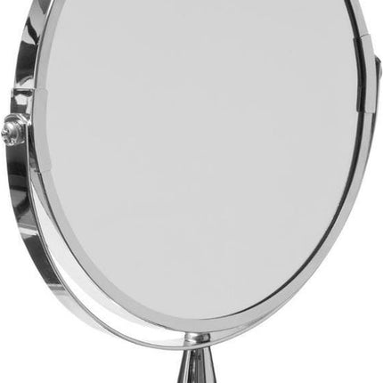 5Five Dubbele make-up spiegel/scheerspiegel op voet - 17 x 23 cm - zilver - Badkamer scheerspiegels - op standaard