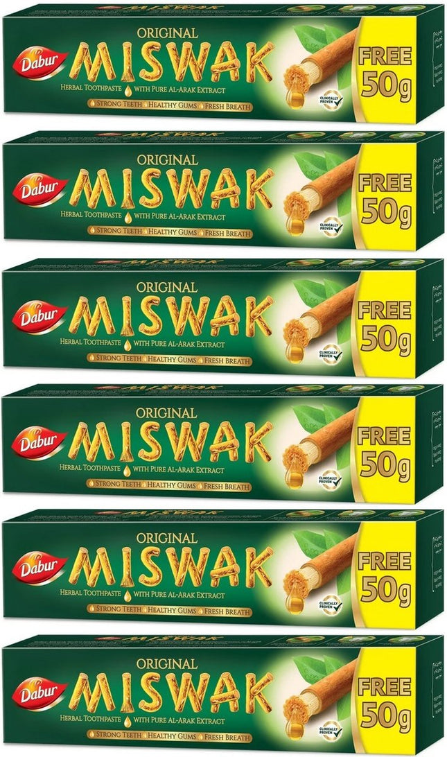 6x Dabur miswak tandpasta 170g (zonder fluoride)