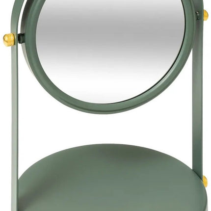 5Five Make-up spiegel met standaard - 18 x 26 cm - metaal - ficus groen - badkamer/kaptafel - draaibaar