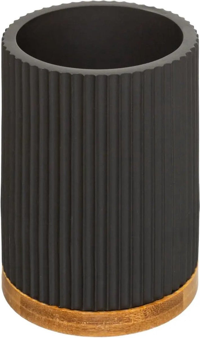 WC-/toiletborstel met houder rond zwart polyresin/steen 40 cm