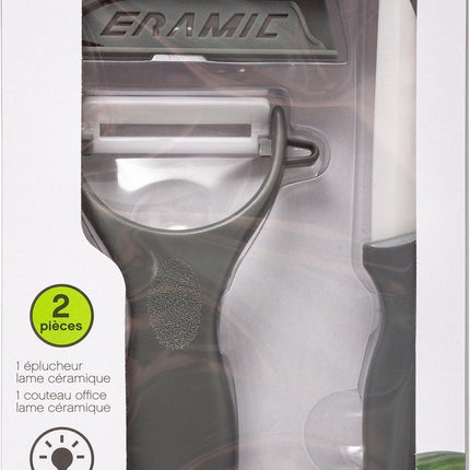 5Five - Keukengerei set - dunschiller met aardappelmesje - grijs - kunststof