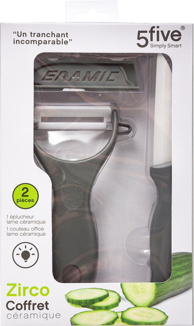 5Five - Keukengerei set - dunschiller met aardappelmesje - grijs - kunststof