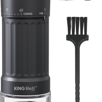 KINGHoff Handmatige Koffiemolen – Keramische Maalschijven – Traploze Maalgraad – Compact & Draagbaar – KH-2002
