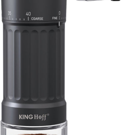 KINGHoff Handmatige Koffiemolen – Keramische Maalschijven – Traploze Maalgraad – Compact & Draagbaar – KH-2002