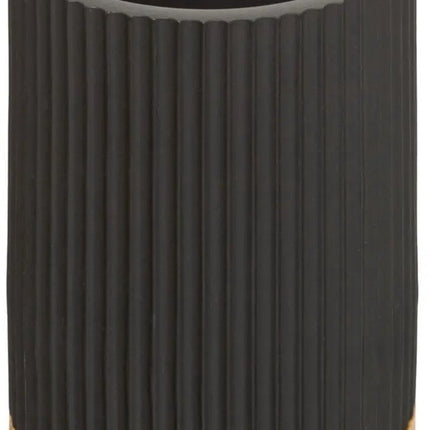 5Five - WC-borstel - Toiletborstel - met toiletrolhouder set - zwart - badkamer set - polyresin en metaal