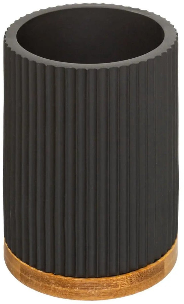 5Five - WC-borstel - Toiletborstel - met toiletrolhouder set - zwart - badkamer set - polyresin en metaal