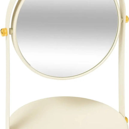 5Five Make-up spiegel met standaard - 18 x 26 cm - metaal - ivoor wit - badkamer/kaptafel - draaibaar