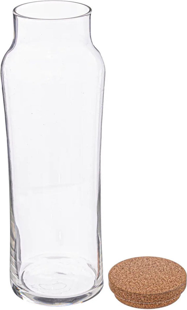 Secret de Gourmet Water Karaf met afsluitdop van kurk - glas - 1 Liter - schenkkan