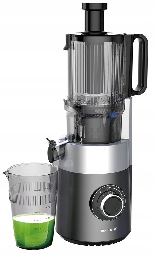 Klausberg KB-7881 Slowjuicer – Groenten- en Fruitpers | Cold Press | Brede XXL 113mm Invoer | RVS Behuizing | Stille Werking