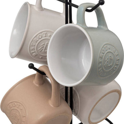 4 keramische bekers op metalen standaard LEO, 140 ml