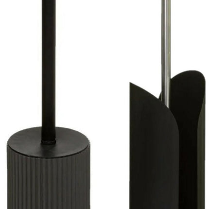 5Five - WC-borstel - Toiletborstel - met toiletrolhouder set - zwart - badkamer set - polyresin en metaal