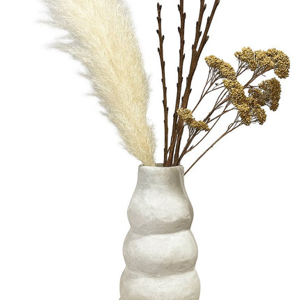 Handgemaakte Vaas 32 cm - Organische Design Vaas - Aardewerk met Betonlook - Natuursteen Kleur