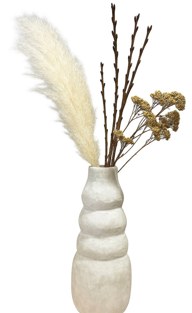 Handgemaakte Vaas 32 cm - Organische Design Vaas - Aardewerk met Betonlook - Natuursteen Kleur