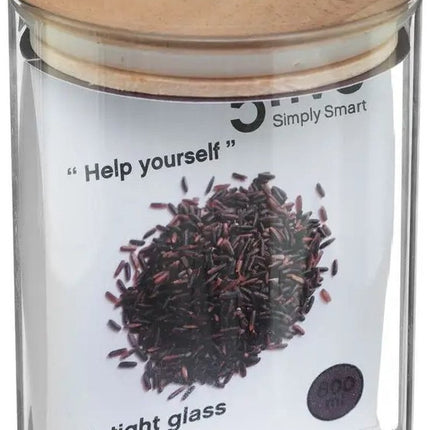 Secret de Gourmet Voorraadbus - voorraadpot - 600 ml - glas - met houten deksel - voedsel - keuken