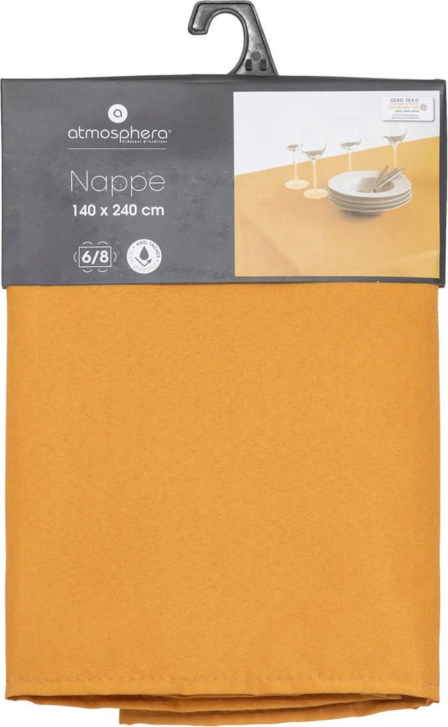 Atmosphera Tafelkleed - 240 x 140 cm - okergeel - Eettafel tafellakens - polyester
