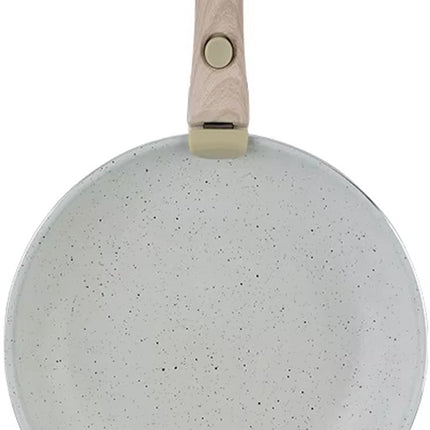 15-delige Luxe Pannenset – Elegant Wit – Ultra Non-stick – Met 2 Afneembare Houten Handgrepen, Panbeschermers & Siliconen Spatel
