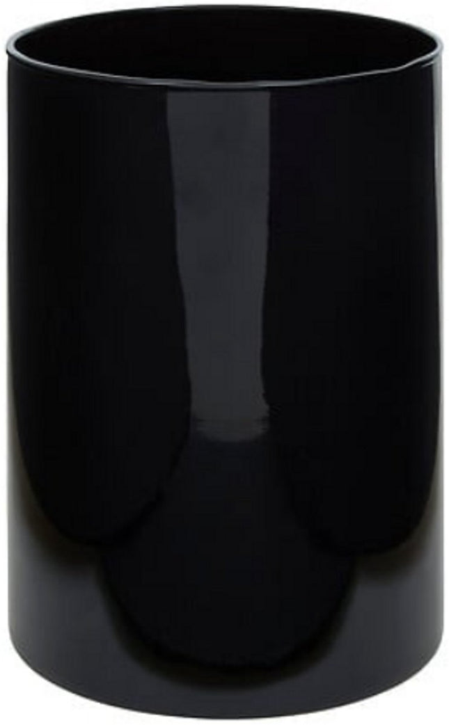 Lidy Glazen Vaas 20 cm - Zwart - Diameter 14 cm - Woondecoratie - Bloemenvaas - Doorzichtig - Glas - Black