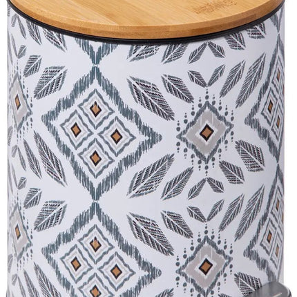 5Five Pedaalemmer Mystic - wit/grijs - 3 liter - metaal - 17 x 23 cm - voor toilet/badkamer - soft-close