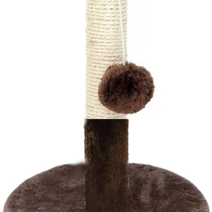 Krabpaal voor Katten - Donkerbruin Krabmeubel 40 cm - Met Sisal Paal en Speel Touw - Kat Krabpaal - 40cm Hoog - Met speeltouw