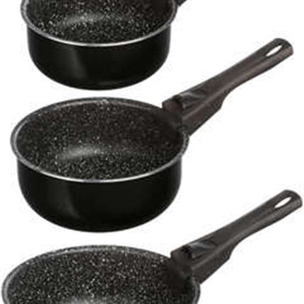 5Five - Steelpan/sauspan 3x stuks - alle kookplaat types- aluminium - zwart - 16/18/20 cm