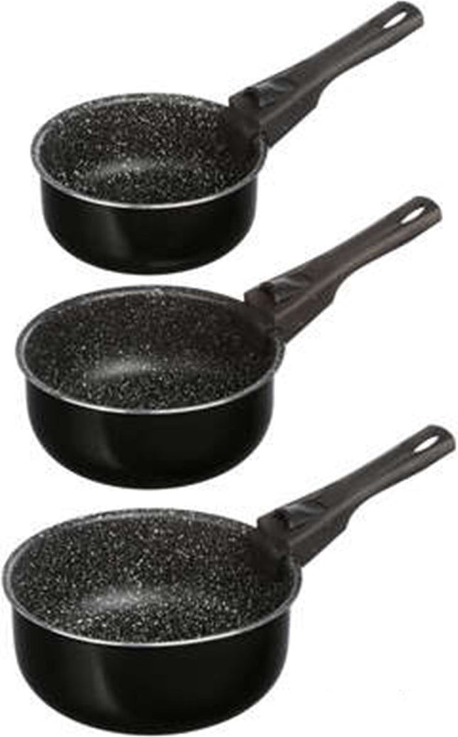 5Five - Steelpan/sauspan 3x stuks - alle kookplaat types- aluminium - zwart - 16/18/20 cm