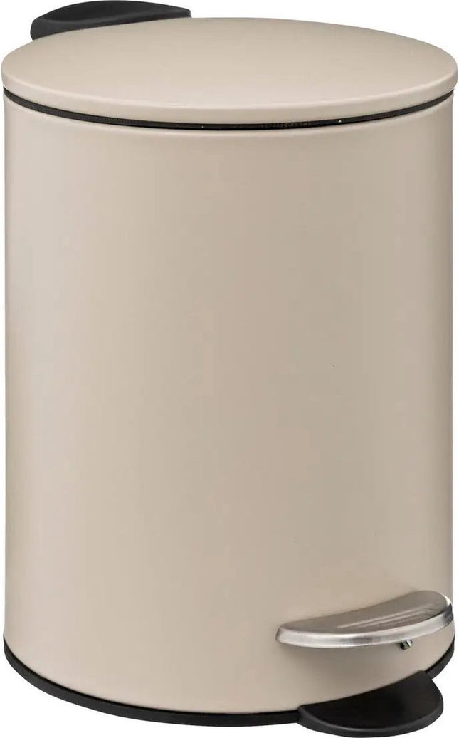 5Five kleine pedaalemmer - metaal - beige - 3L - 16 x 25 cm - Badkamer - Badkamer/toilet