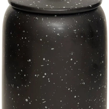 Set van 2 Keramische Voorraadpotten met Deksel - Zwart - Ø 10 x H 15 cm - Luchtdichte Opbergboxen voor Keuken, Theebladeren, Kruiden