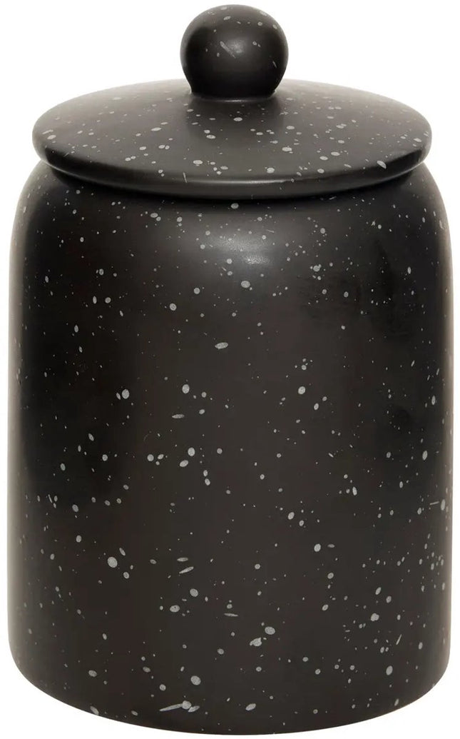Set van 2 Keramische Voorraadpotten met Deksel - Zwart - Ø 10 x H 15 cm - Luchtdichte Opbergboxen voor Keuken, Theebladeren, Kruiden