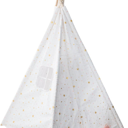 Atmosphera Kids Tipi tipi wigwam wit met goude en roze sterren - Speeltent - Hoogte 160 cm - Katoen