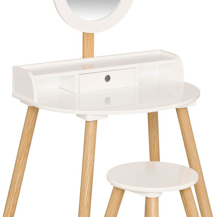 Atmosphera Kids Kaptafel met spiegel en Krukje - 61x42xH89cm - Wit