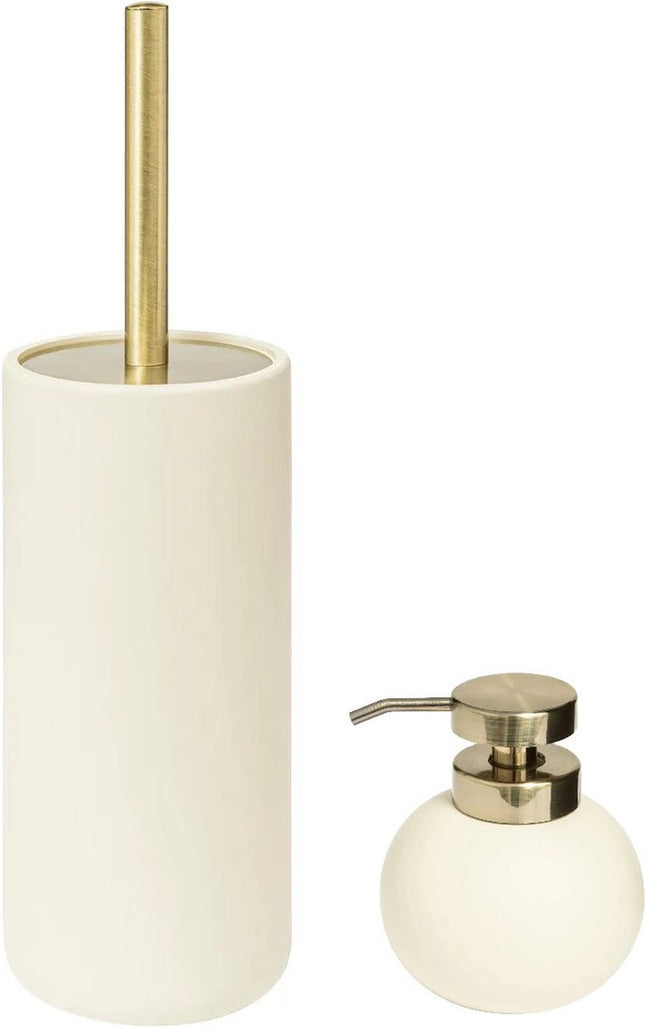5Five Set van zeeppompje en toiletborstel - ivoor - kunststeen - Modern