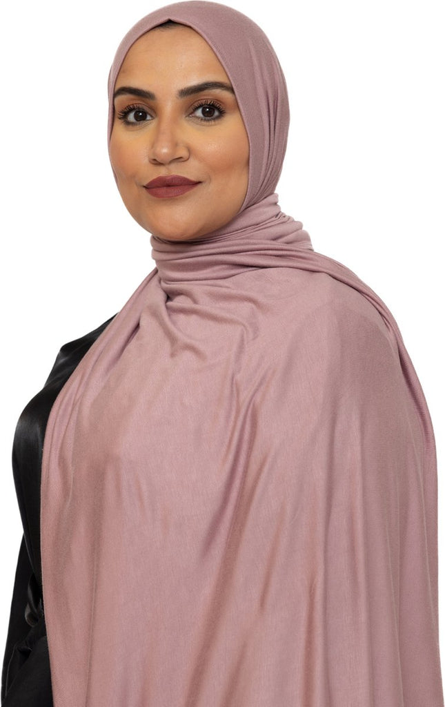 Katoen Stretch Hoofddoek - Hijab - Sjaal - Turban - Dames Hoofddoek - Islamitisch Hoofddeksel - 60x170 cm - Kleur Lichtvioletrood