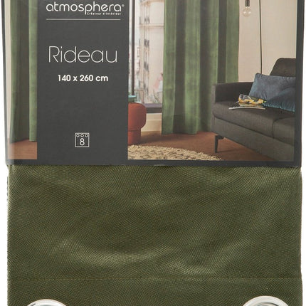 Atmosphera Lilou gordijnen 140 x 260 cm - Kant en klaar met ringen - Gordijn raambekleding - Kaki