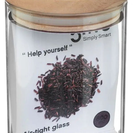Secret de Gourmet Voorraadbus - 4x stuks - voorraadpot - 600 ml - glas - met houten deksel - voedsel - keuken