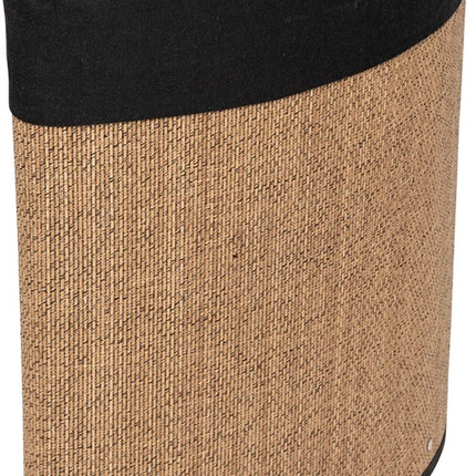 5Five Dubbele Wasmand met deksel - bamboe hout - 100 Liter- naturel zwart - 52 x 32 x 63 cm - sorteren mand