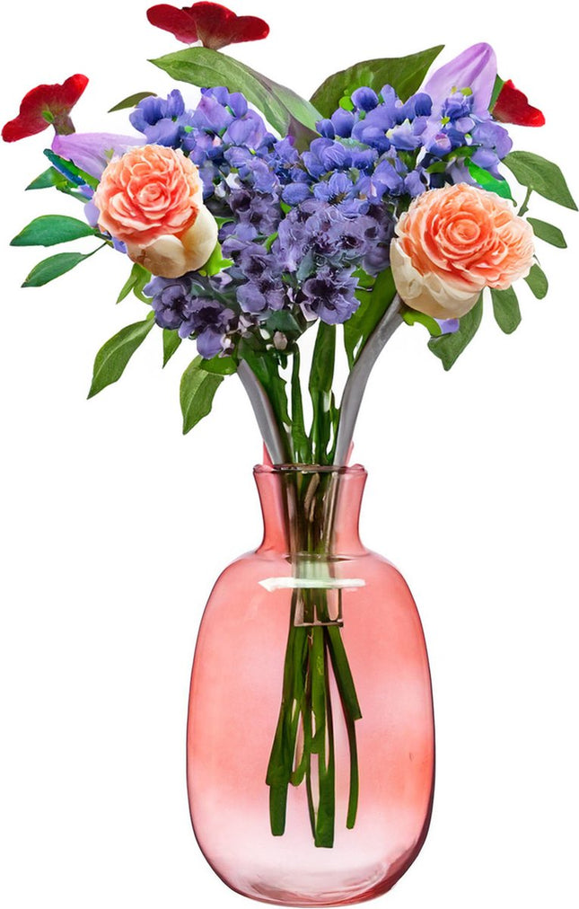 Giftdecor Bloemenvaas Crystal - luxe deco glas - rood transparant - 21 x 36 cm - ovale bol vaas