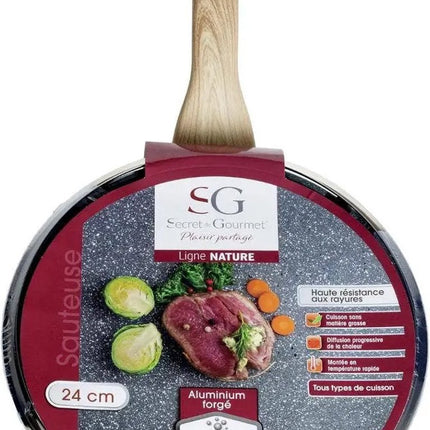 Secret de Gourmet - Hapjespan met deksel - Alle kookplaten/warmtebronnen geschikt - grijs - Dia 25 cm