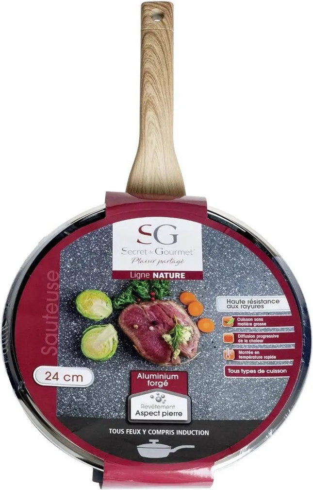 Secret de Gourmet - Hapjespan met deksel - Alle kookplaten/warmtebronnen geschikt - grijs - Dia 25 cm