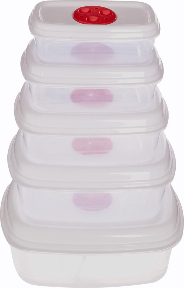 5five Magnetron dozen set 5x stuks - met luchtgaatjes - vershouddoos - vriezer bestendig