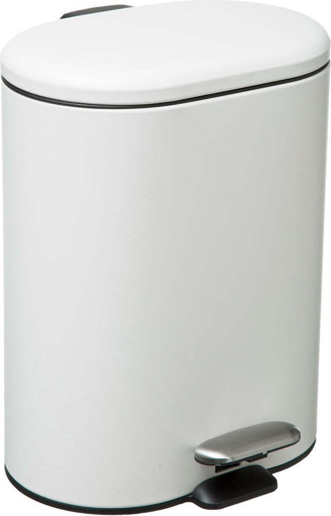 5Five - Prullenbak/pedaalemmer wit rvs metaal 6 liter - 15x24x30 cm