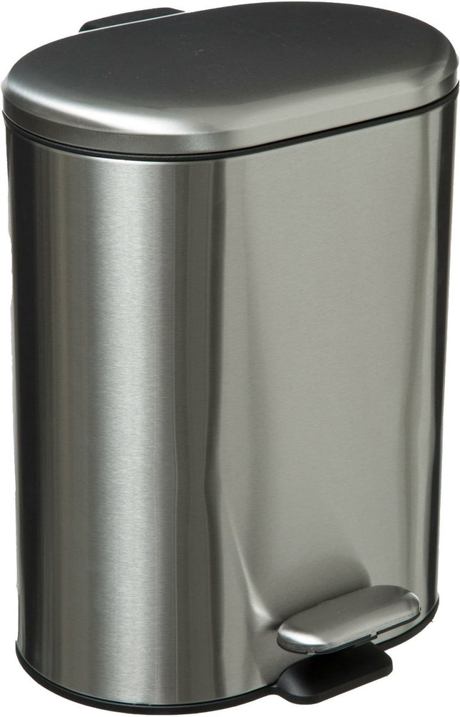 5Five - Prullenbak/pedaalemmer zilver rvs metaal 6 liter - 15x24x30 cm - Badkamer en toilet